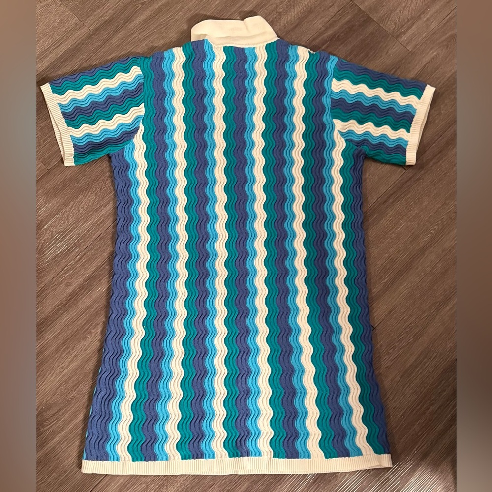 Tuckernuck Hyacinth House Aqua Wavy Sammie Mini Dress Size XL - Picture 3 of 5